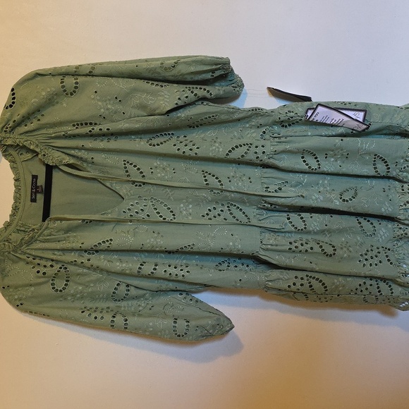 SENI & CADE Eyelet Embroidered Blouson-Sleeve Shift Dress Size Large - Picture 5 of 10